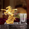 Cheap Golden Horse Crystal Pen Holder Glass Souvenirs de regalo